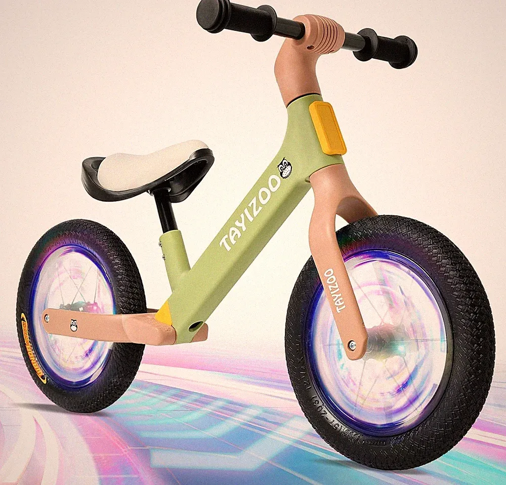 Colorful Lighting Balance Bike,12" Toddler Balance Bike,Ultra Light Nylon Bike F